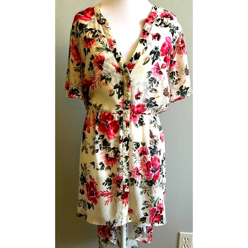 TORRID floral tunic top blouse XL long flowy Butterfly romantic flowy casual